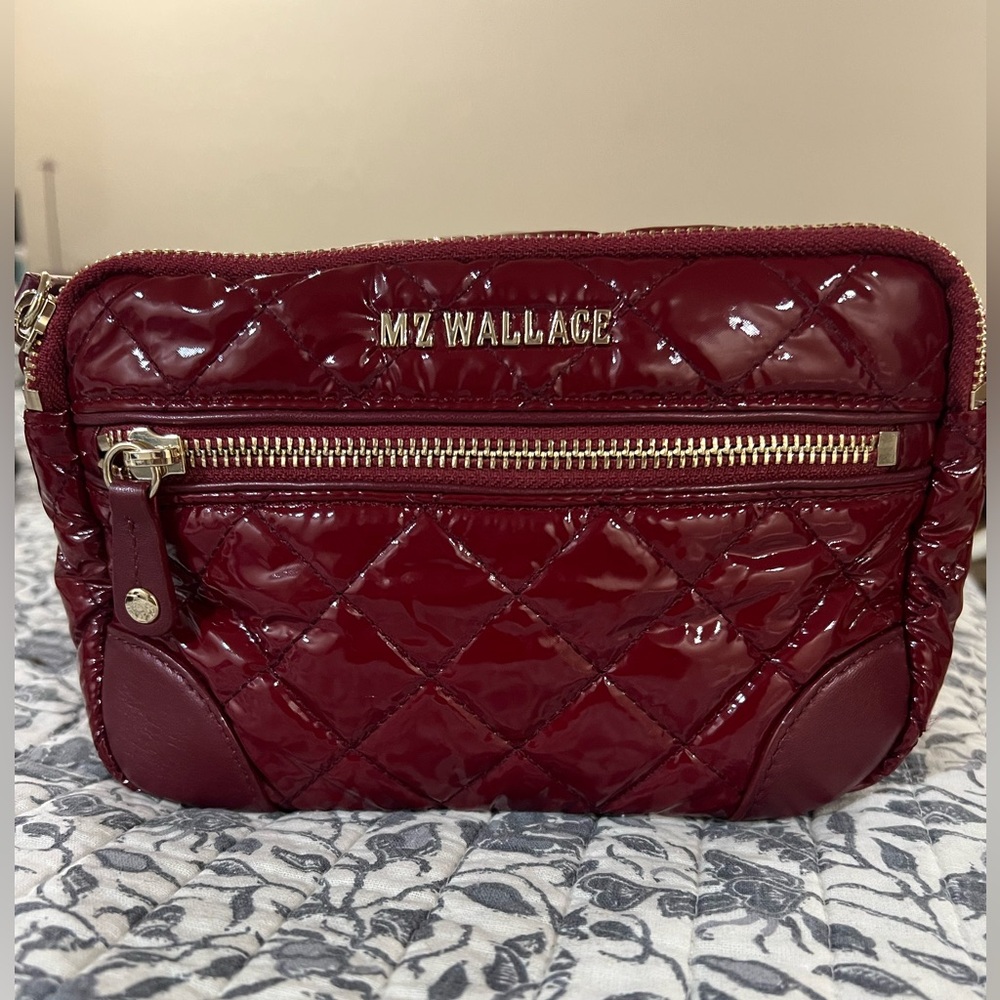 Excellent condition! MZ Wallace mini crosby in cranberry lacquer